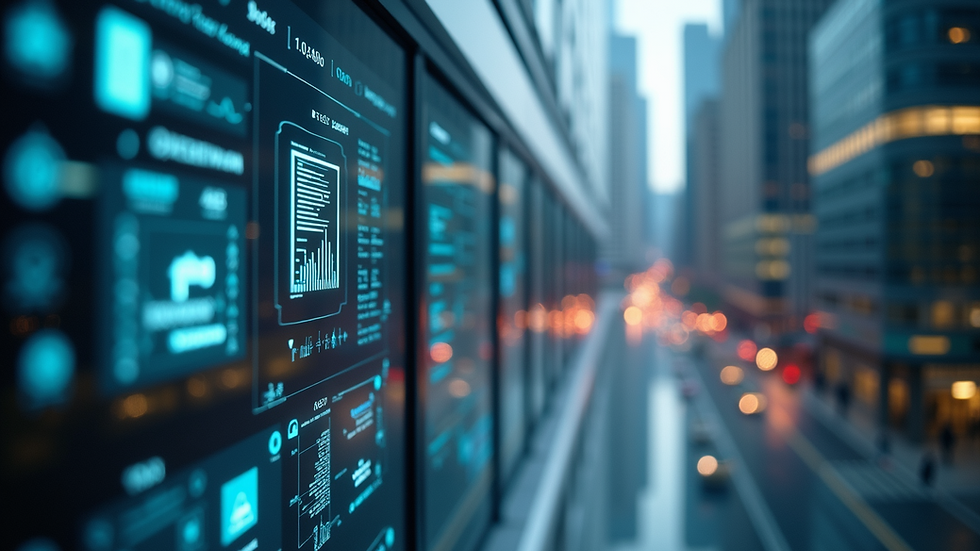 High angle view of a smart building featuring IoT devices