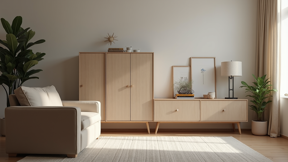 Close-up view of a modular furniture piece in a living room