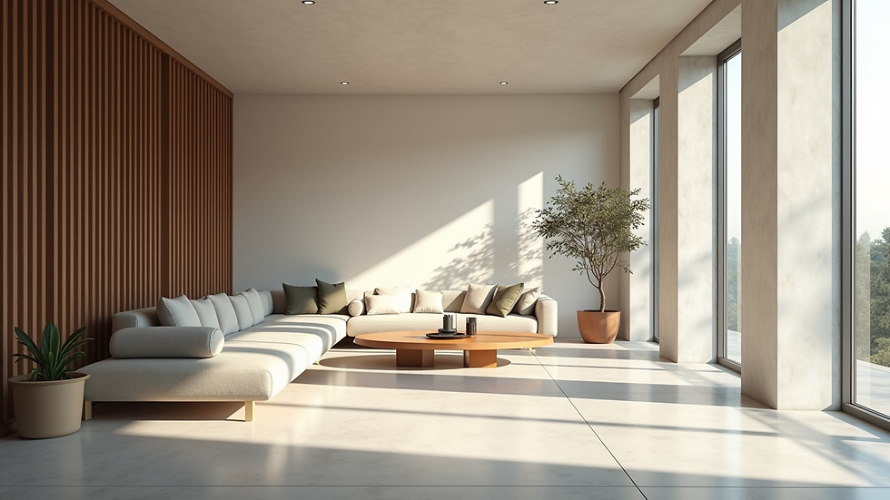 Wide angle view of interior space with a modern layout