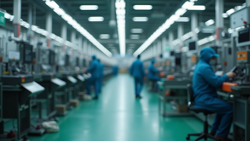 Close-up view of manufacturing assembly line in China