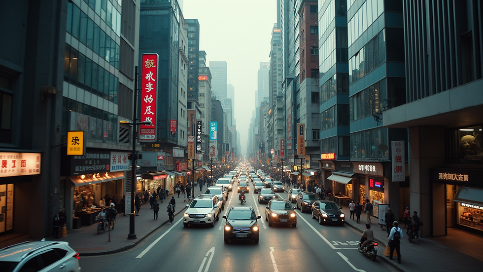 High angle view of busy Hong Kong business district