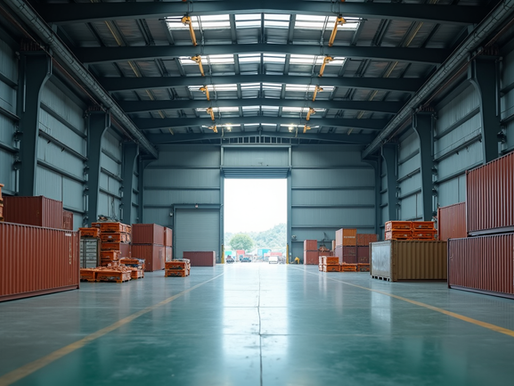 Container yard inside a Thailand Free Zone with customs-controlled storage, showing duty/VAT suspension workflows and an inventory control checklist being reviewed by a logistics team