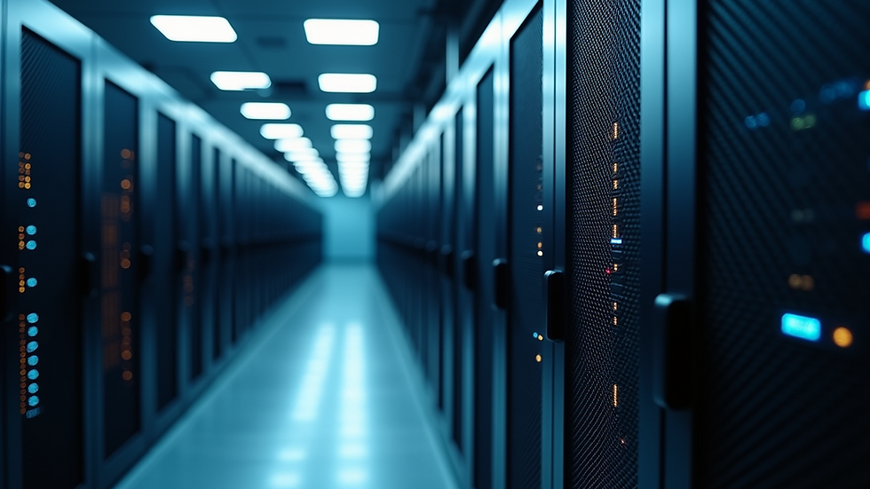 Close-up view of a data center facility's cooling system
