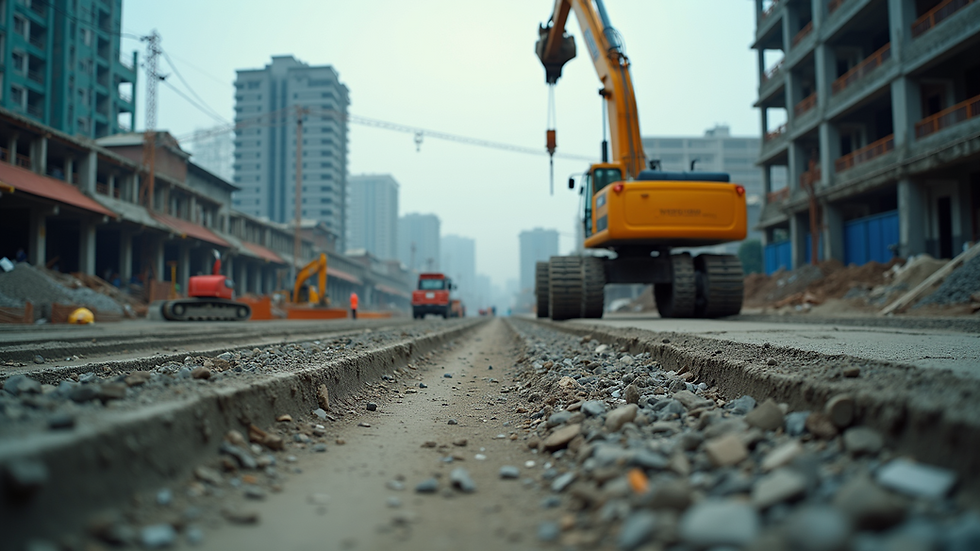Eye-level view of a busy construction site in Thailand