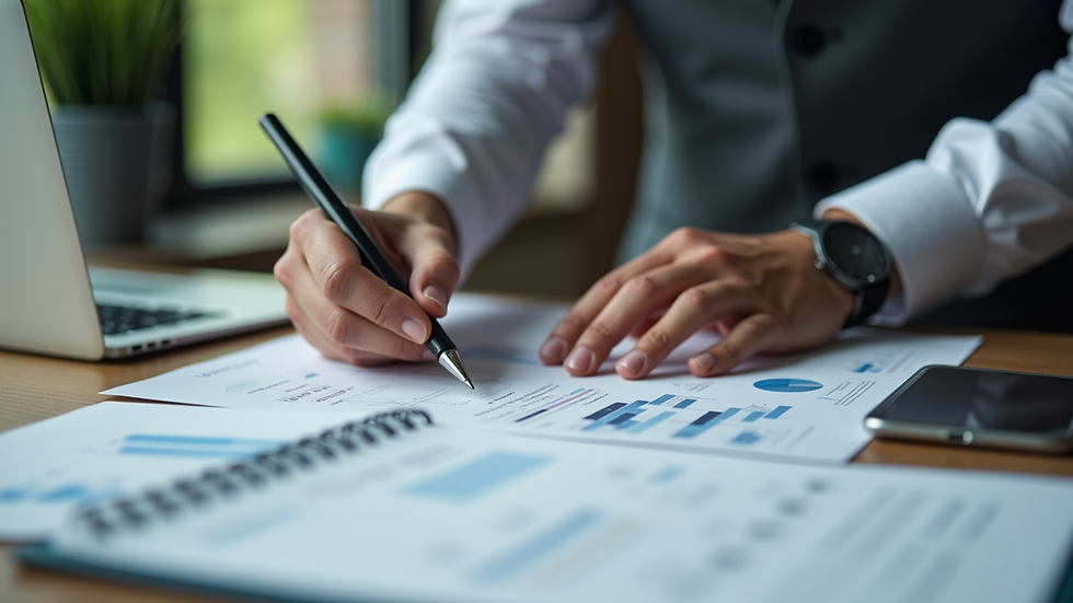 Close-up of a project manager reviewing brand compliance checks