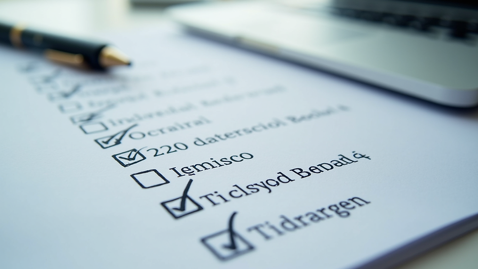 Close-up of a checklist with dates and signatures on official documents
