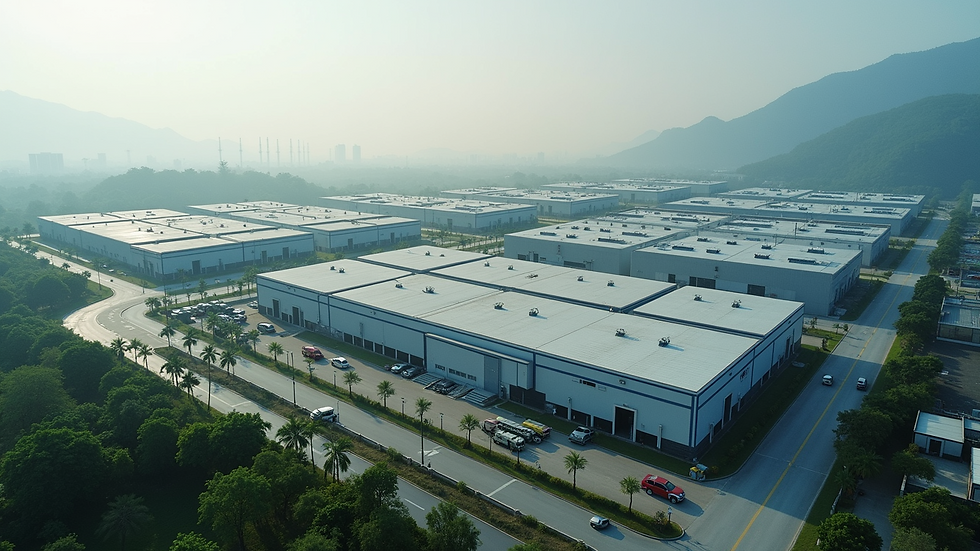 High angle view of an industrial area representing Free Zones in Thailand