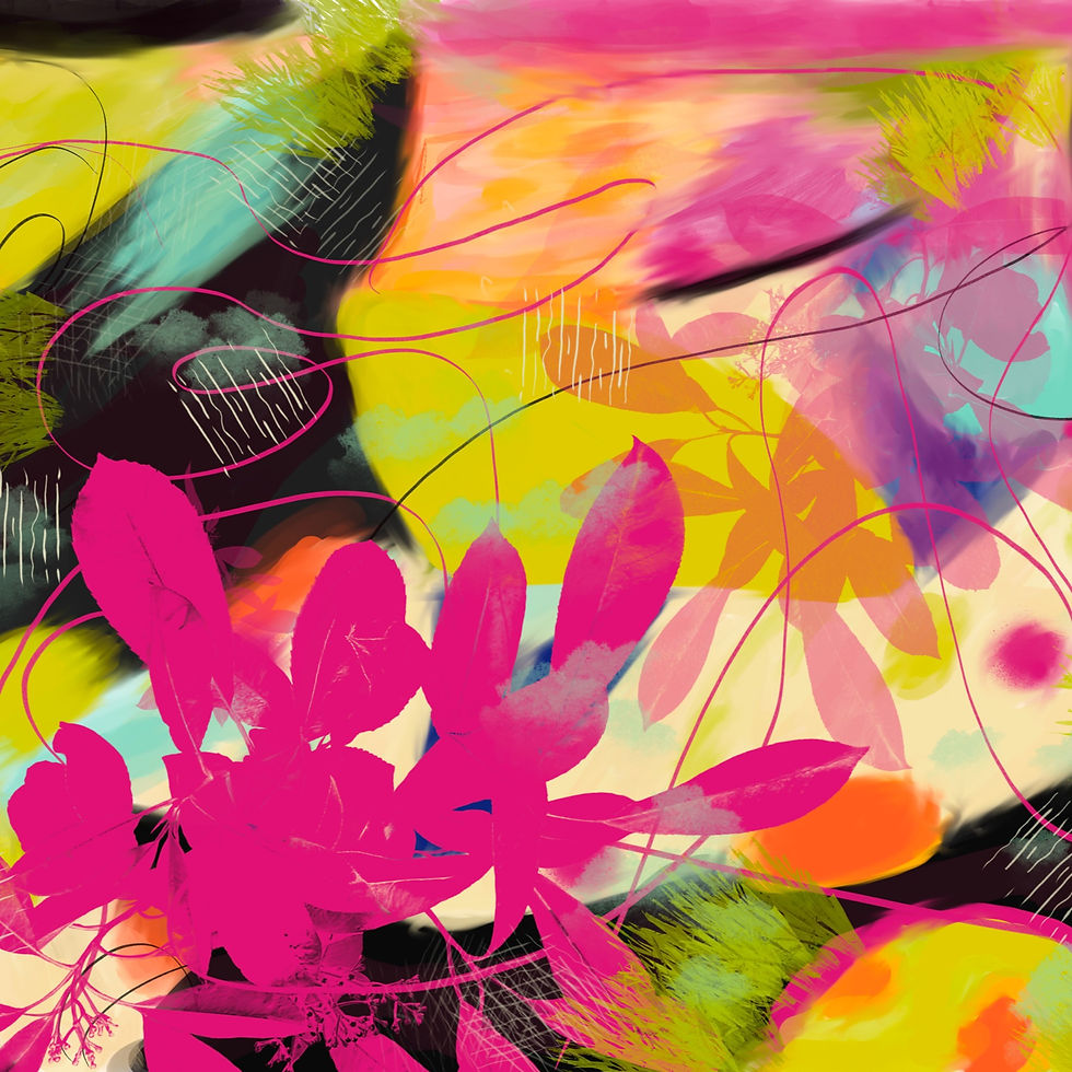 Thumbnail: "Raspberry and Chartreuse Abstract Floral”