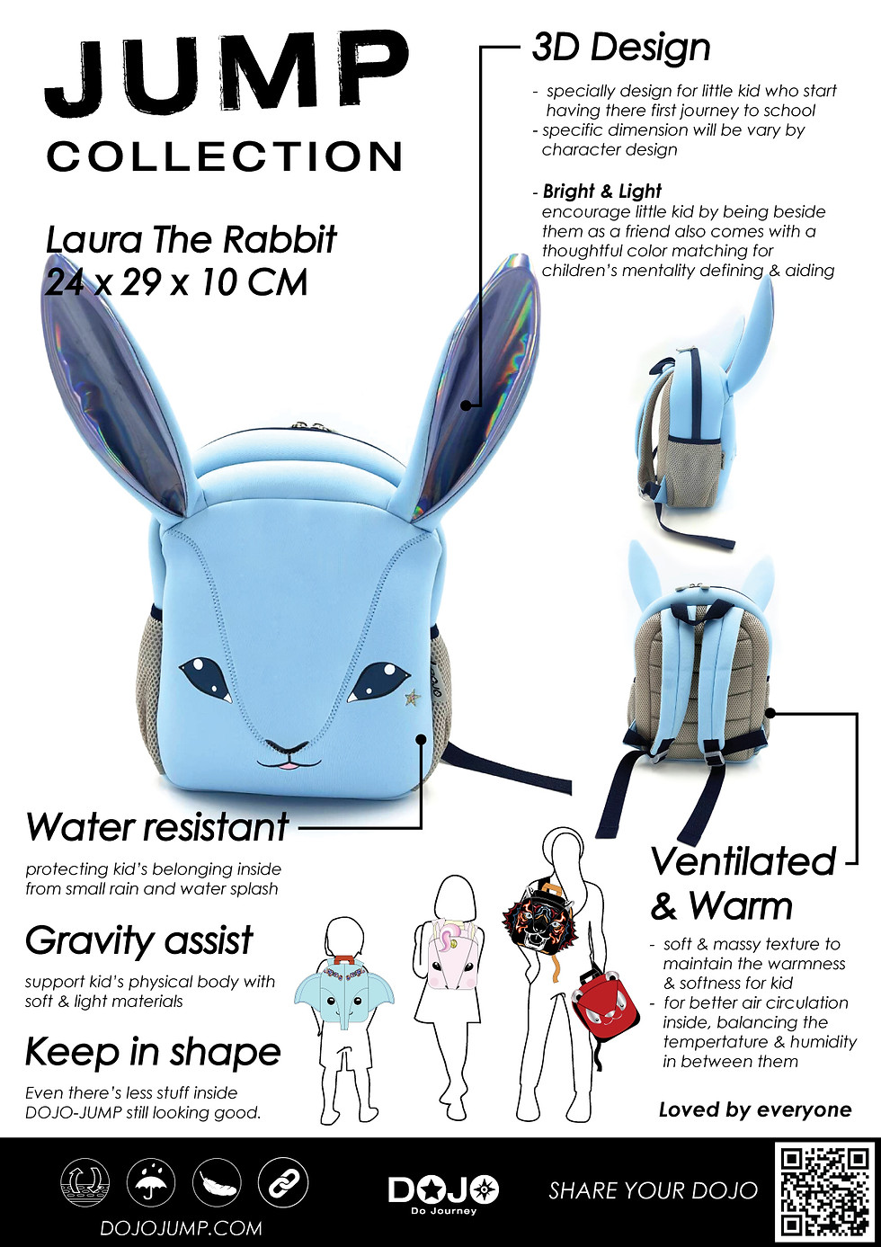 Thumbnail: Dojo Jump Backpack : Laura the Rabbit Blue