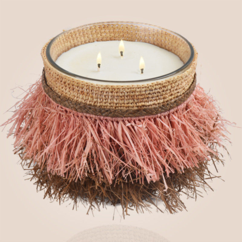 Bougie bohème rafia.