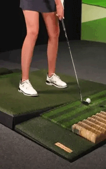 Dynamic moving floor in indoor golf simulators, recreating real course conditions for precise swing practice.