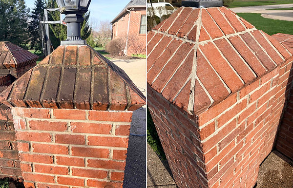 Before and after brick cleaning in Carmel, IN