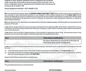 Adarana Amma Charitable Trust Form 10BB Audit Report 2022–23