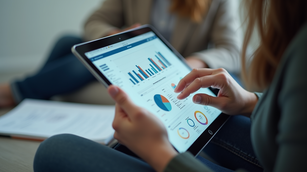 Close-up view of a person analysing website performance metrics on a tablet