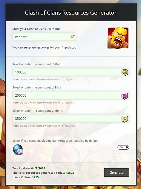 Clash Of Clans Hack Gems Generator Unmilited Gems Elixir Gold