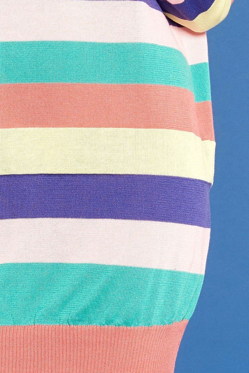 Thumbnail: Multi-colored Striped Knit Sweater Dress