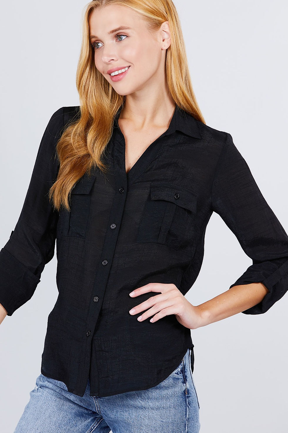 Thumbnail: 3/4 Roll Up Sleeve With Pocket Woven Shirts