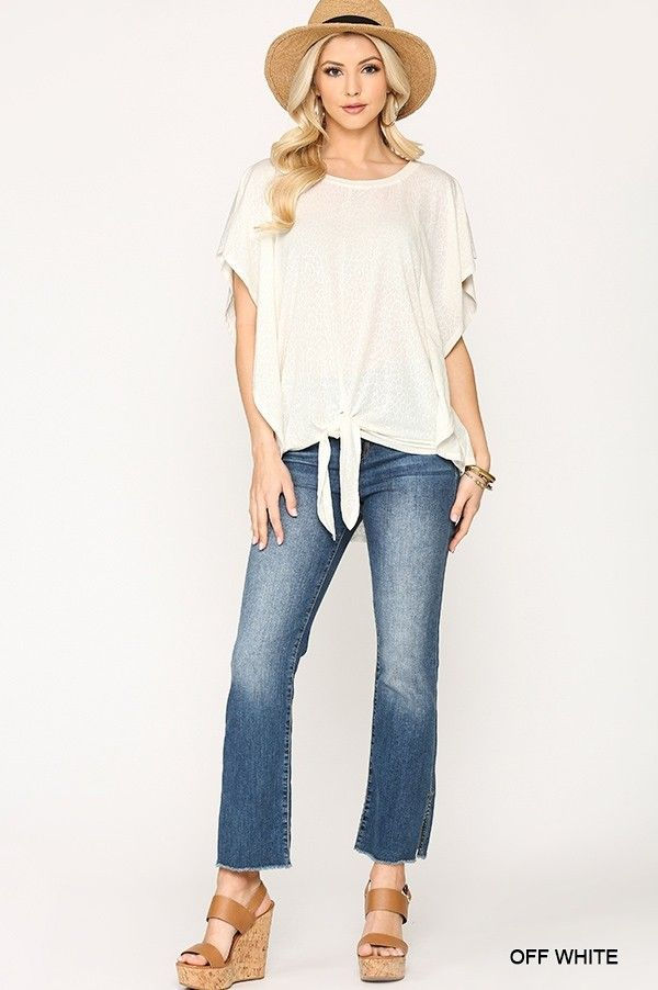 Thumbnail: Leopard Jacquard Knit Jersey Top With Front Tie, Ruffled Sleeve