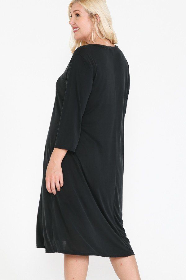 Thumbnail: V Neck Hidden Pocket Swing Dress