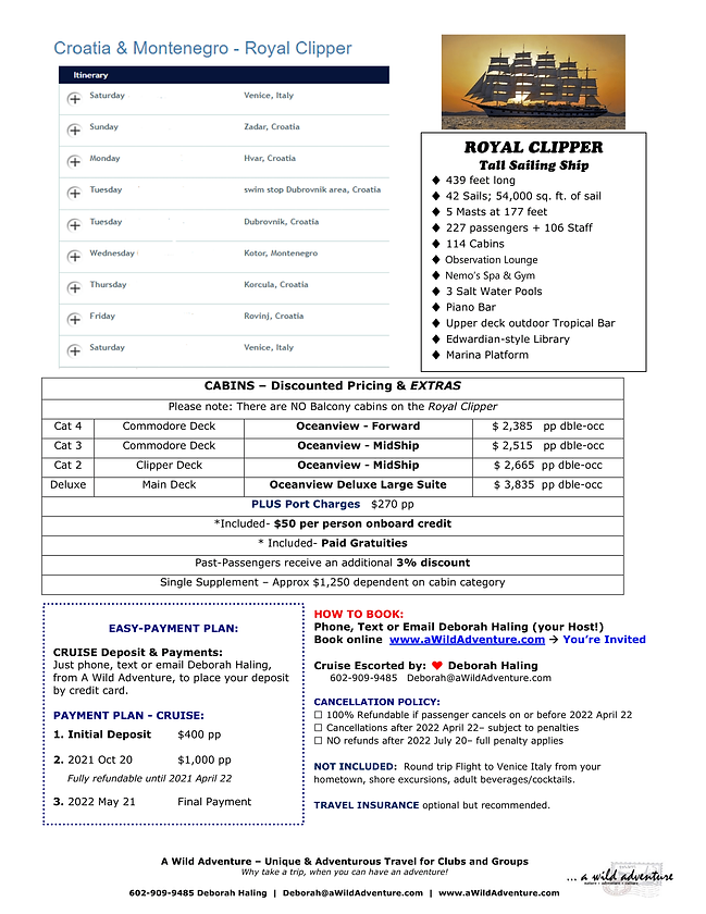 2022 Croatia ROYAL Clipper Cruise Flyer-