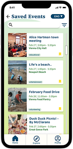 Saved Events Page