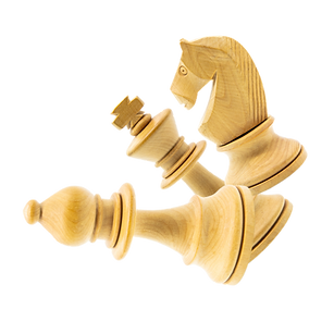 Three white chess pieces
