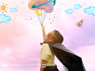 un niño volando e imaginando