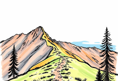 A colored sketch of a ridge on a mountai