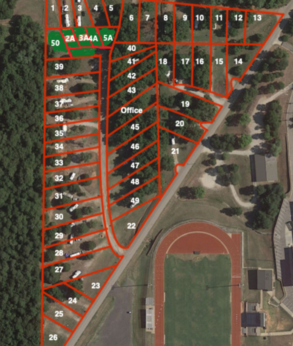 Country Home Estates RV Park site plan with numbered lots