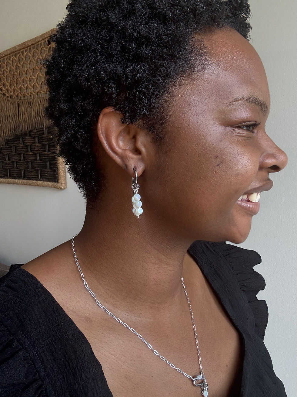 Thumbnail: Dangling Freshwater Pearl Earrings, Earrings with Carabiner, Fancy Earrings, Gif