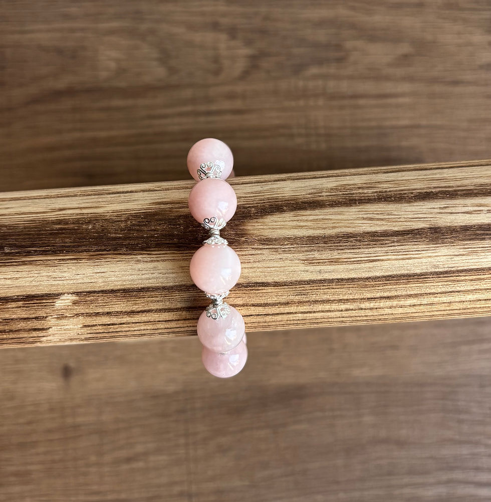 Thumbnail: Pink Jade Beaded Elastic Bracelet