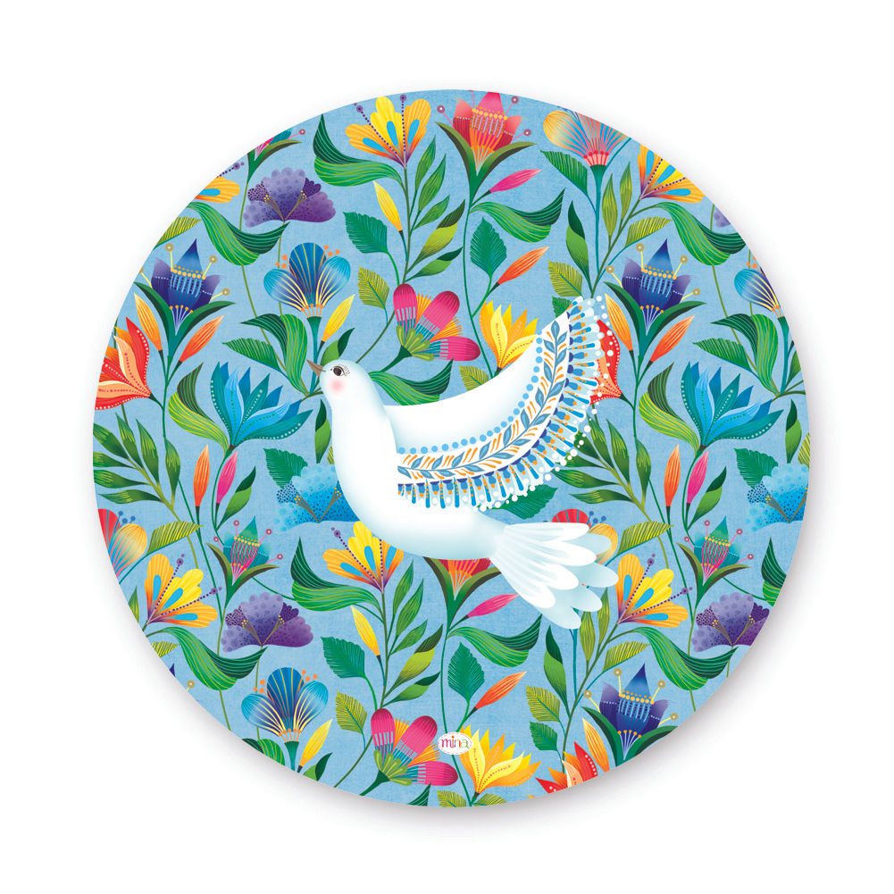 ראנר/פלייסמט פי.וי.סי עגול - דגם תכלת יונה