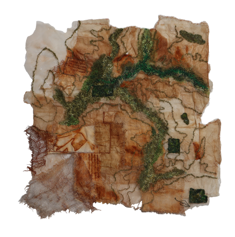 mixed media collage showing revegetation to establish wildlife corridors through farmland