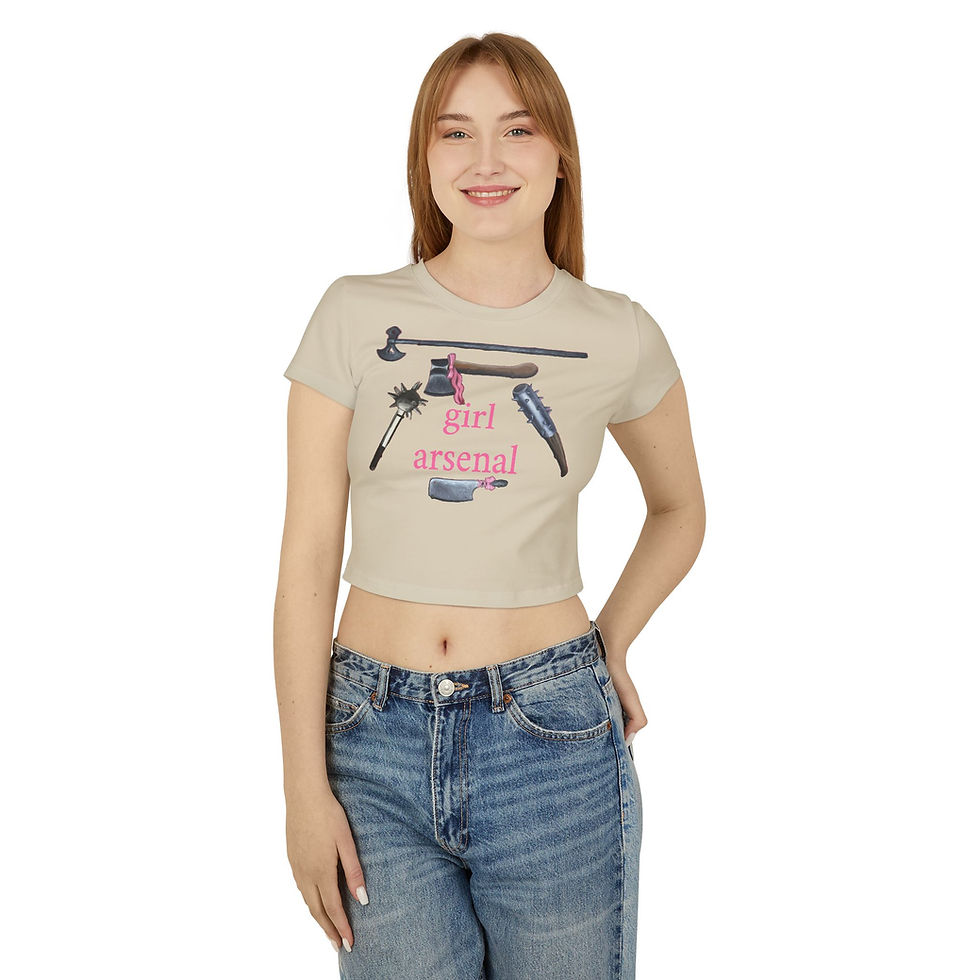 Thumbnail: Empowering Women's Baby Tee - 'Girl Arsenal' Graphic T-Shirt