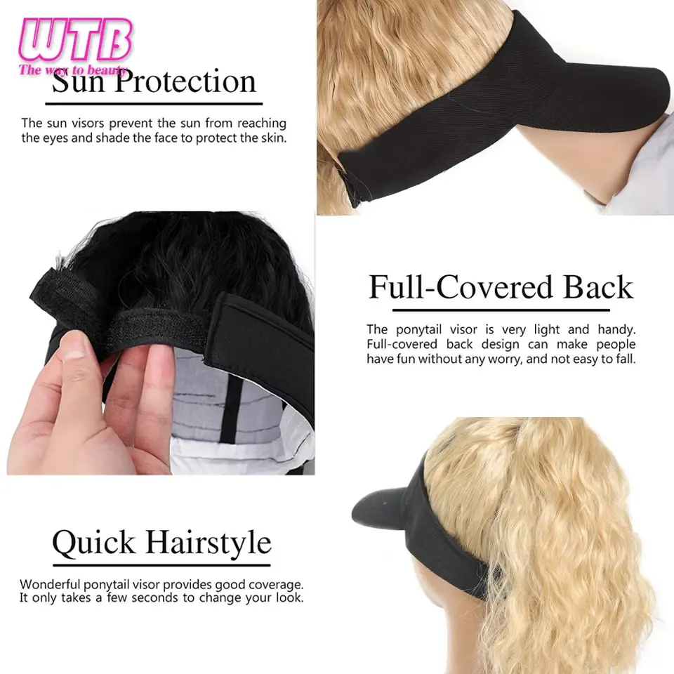 Thumbnail: Hat With Hair Attached for Women Ponytail Curly Hair Hair Wig With Hair Cap