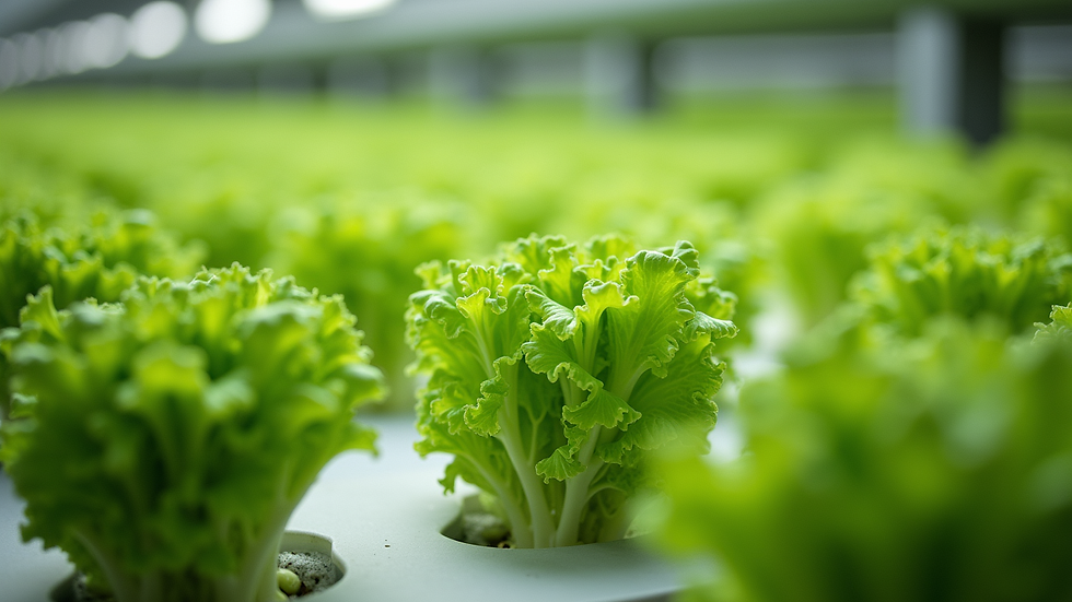 Close-up view of hydroponic lettuce growing in vertical farm trays