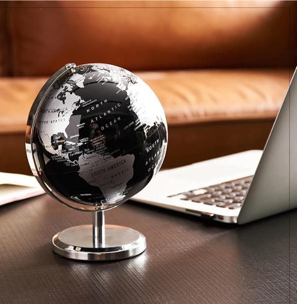 Globo Terrestre Decorativo 14cm em Inglês com Base Metálica