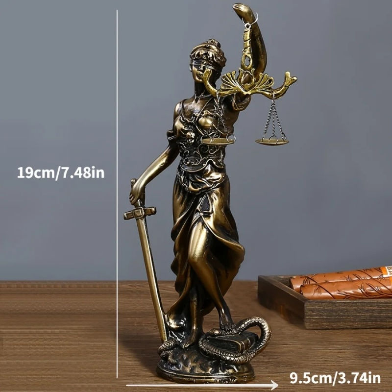 Miniatura: Escultura Deusa da Justiça em Resina com Efeito Cobre