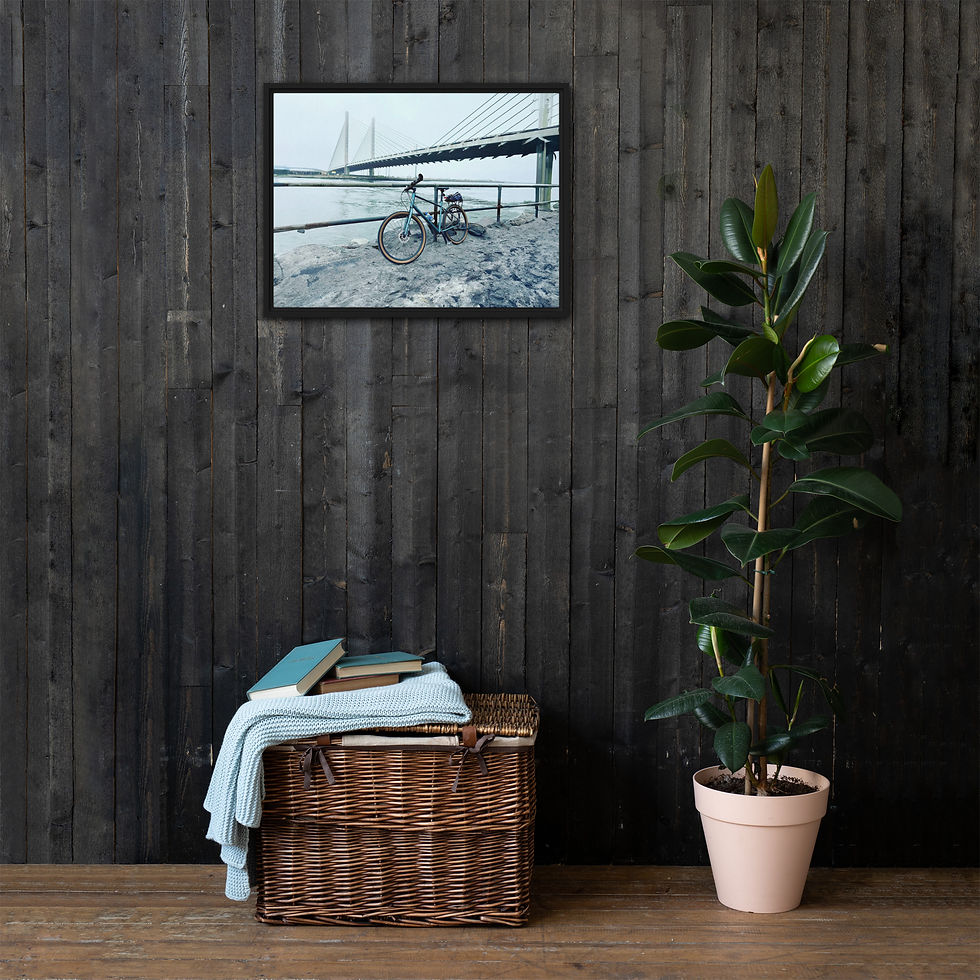 Thumbnail: Bridge, Bike & Bite: Indian River, DE - Framed Canvas Photo by Steve Messina