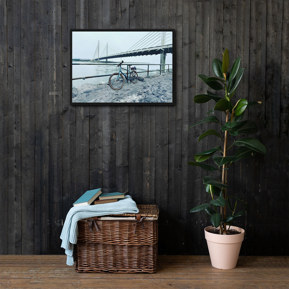 Thumbnail: Bridge, Bike & Bite: Indian River, DE - Framed Canvas Photo by Steve Messina