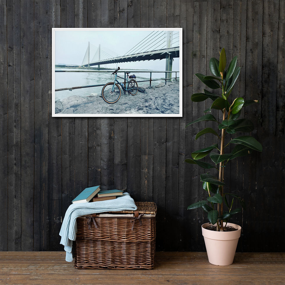Thumbnail: Bridge, Bike & Bite: Indian River, DE - Framed Canvas Photo by Steve Messina