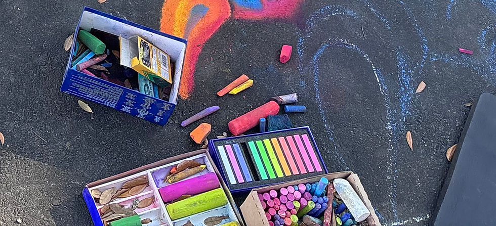 Close-up view of colorful paintbrushes and palette used for mural painting