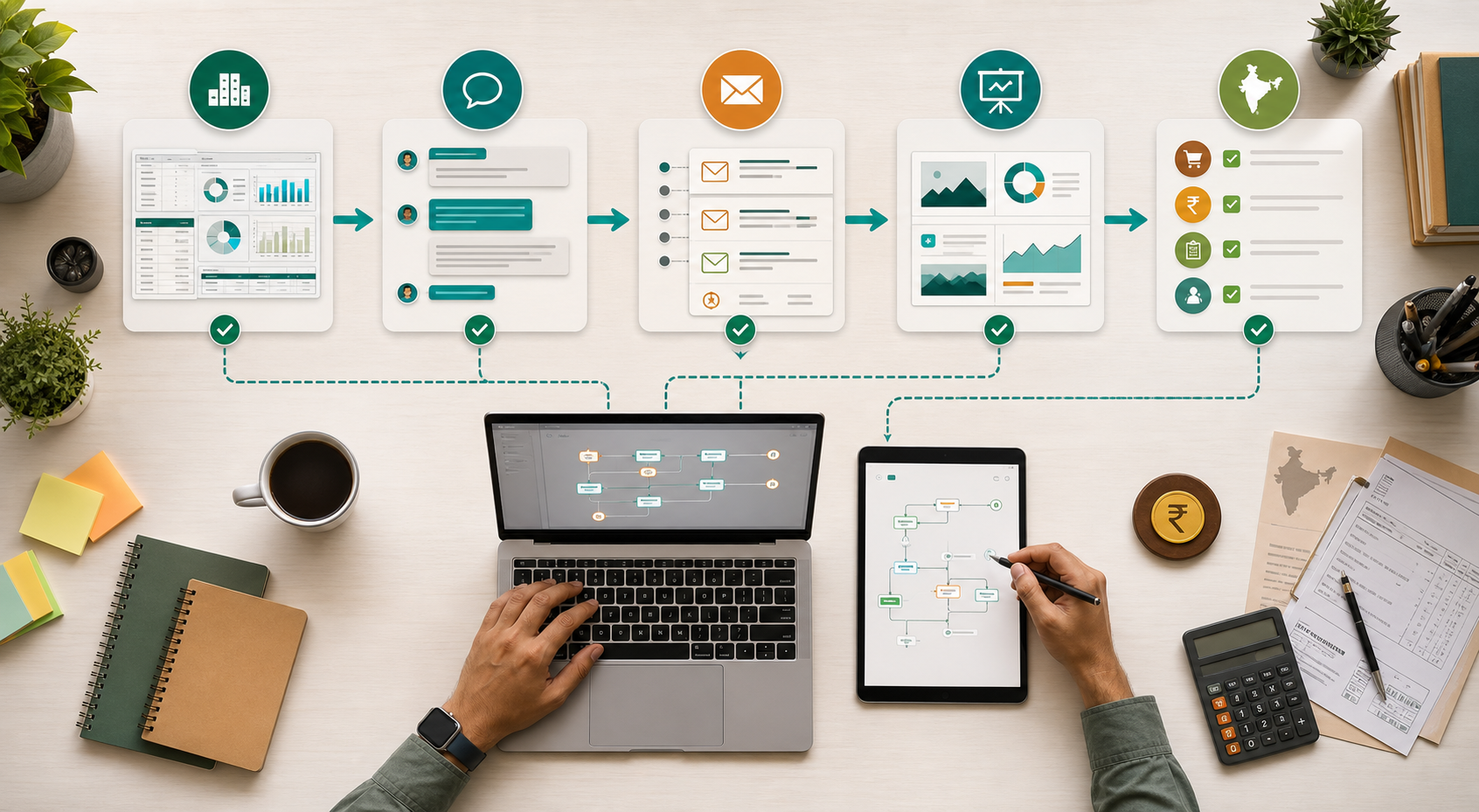Beginner AI workflow map for data analysis research automation presentations and India business ideas