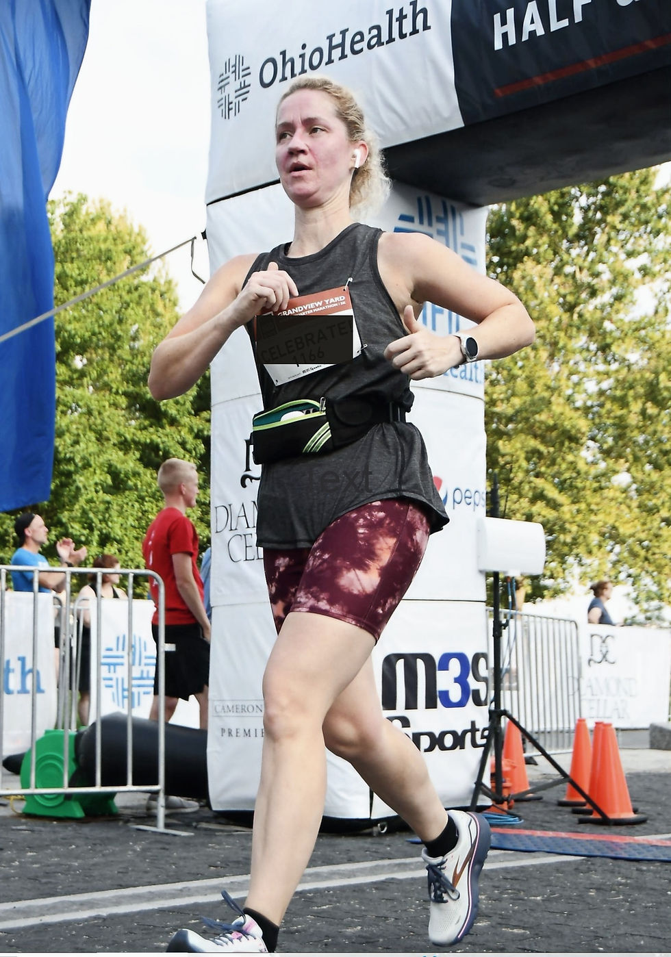Woman running a race.