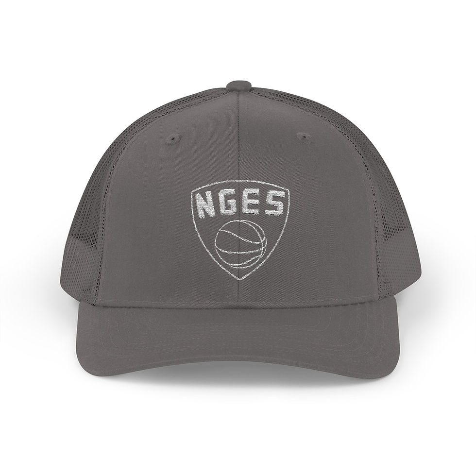 Thumbnail: Basketball Shield Snapback Trucker Cap — 'NGES' Sport Logo Hat