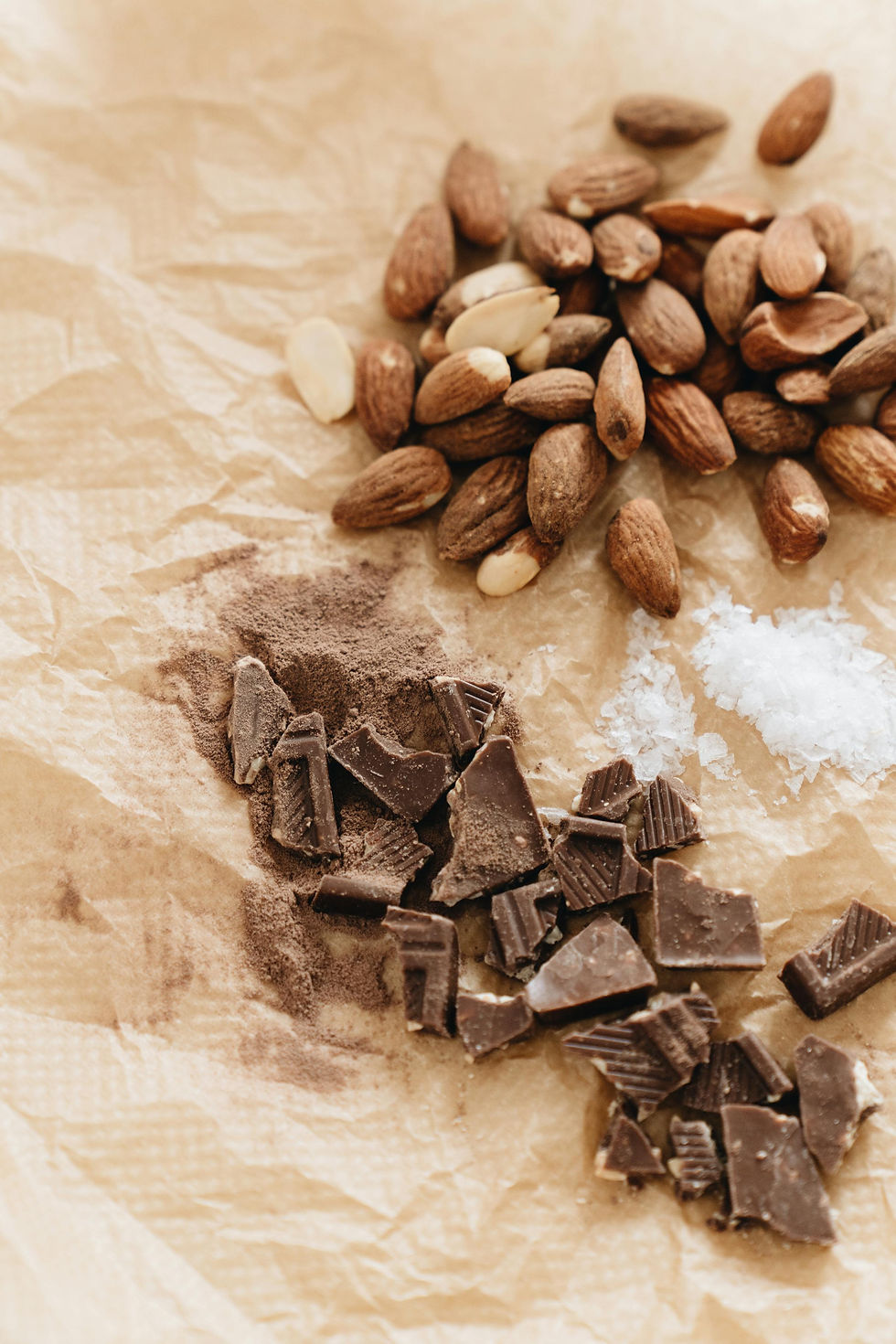 Almonds and chocolate on counter.jpg
