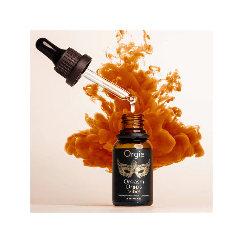 Flacon Orgasm Drops avec pipette et liquide orange
