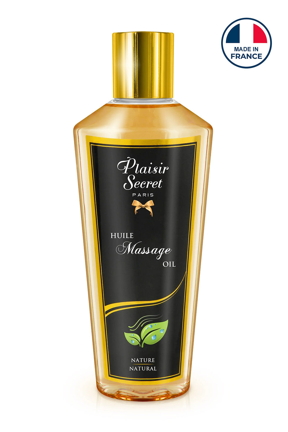Bouteille d'huile de massage Plaisir Secret, Made in France