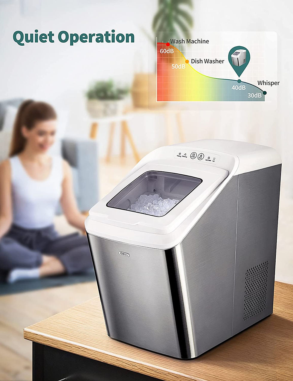 Thumbnail: Gevi Countertop Nugget Ice Maker Machine, Stainless Steel Housing, Quiet Operat
