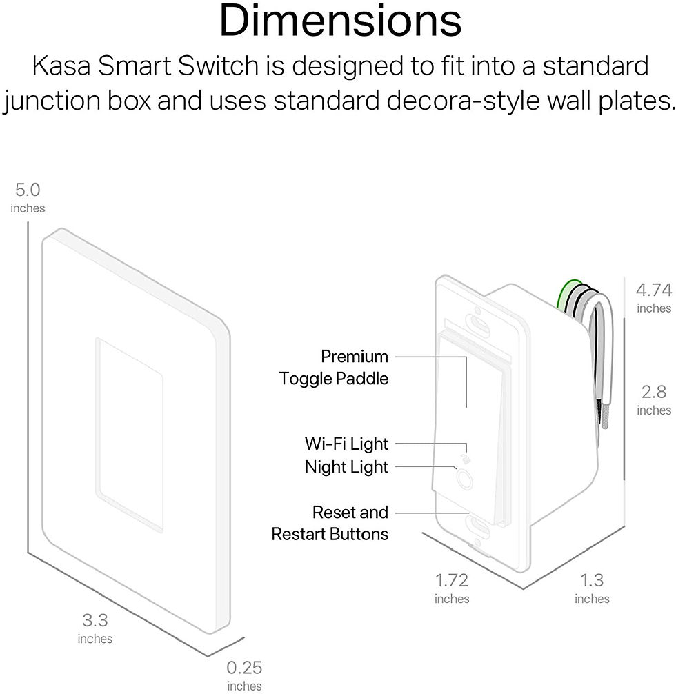 Thumbnail: Kasa Smart Light Switch HS200P3, Single Pole, Needs Neutral Wire, 2.4GHz Wi-Fi 